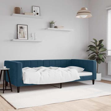 vidaXL Slaapbank 100x200 cm fluweel blauw, 100 cm, Eenpersoons, Nieuw, 200 cm