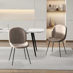 Eetkamerstoelen - Set van 2 - Fluweel - Bruin - COSTWAY, Huis en Inrichting, Stoelen, Verzenden, Zo goed als nieuw
