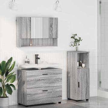 vidaXL Badkamermeubelset 3 st Grijs Sonoma Bewerkt hout en, Verzenden, Nieuw, Overige typen