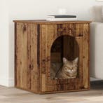 vidaXL Kattenhuis Oudhout 53 x 52 x 62 cm Bewerkt hout, Dieren en Toebehoren, Katten-accessoires, Verzenden, Nieuw