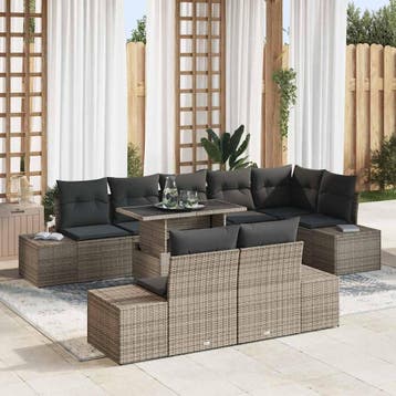 vidaXL Tuin Sofa Set 9 st Grijs poly rattan, Verzenden, Nieuw, Meer dan 8 zitplaatsen