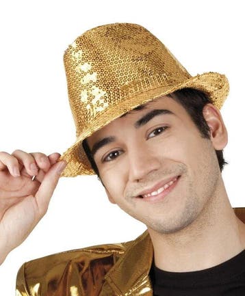 Hoed Goud popstar pailletten, Verzenden, Nieuw