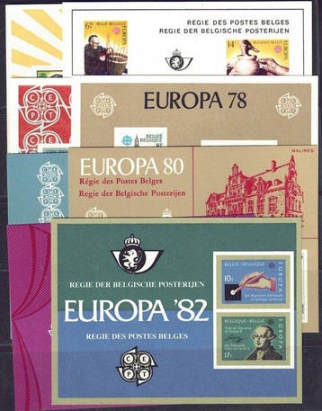 België 1975/1982 - Verzameling van 8 Luxevelletjes, allemaal, Gestempeld