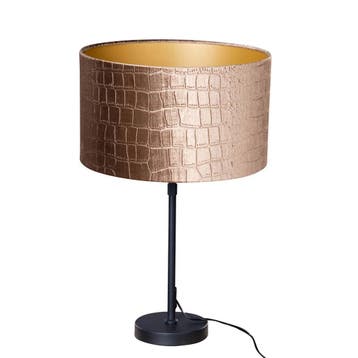 Tafellamp zwart met velours kap krokodil dessin 35cm - Parte, Verzenden, Nieuw