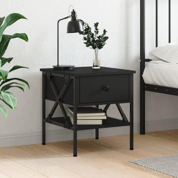 vidaXL Nachtkastje 40x42x45 cm bewerkt hout zwart, Minder dan 45 cm, Verzenden, Nieuw, Minder dan 55 cm