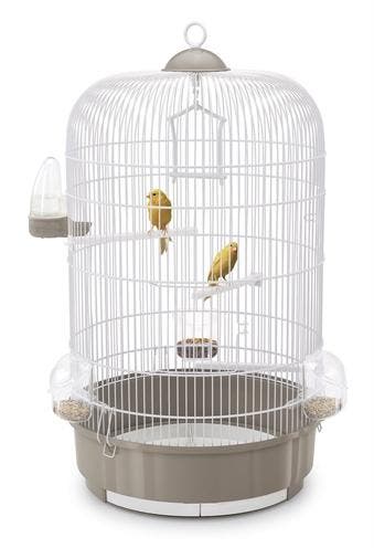 Vogelkooi Imac Luna Taupe/Wit – Ronde Kanariekooi met Hog., Verzenden, Nieuw, Overige materialen, Vogelkooi