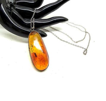 Vintage ketting en hanger, natuurlijk Baltisch amber met, Nieuw