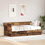 vidaXL Dagbed met hoofdeinde Oud Hout 90 x 190 cm Bewerkt, Verzenden, Nieuw, Bruin, Hout