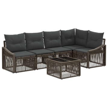 vidaXL Tuinbankenset 6 pcs Grijs poly rattan, Verzenden, Nieuw, 6 zitplaatsen