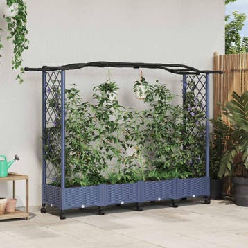 vidaXL Verhoogd Bed met Trellis en Dak Grijs 207 x 40 x 129, Verzenden, Nieuw, Minder dan 60 cm, 60 cm of meer