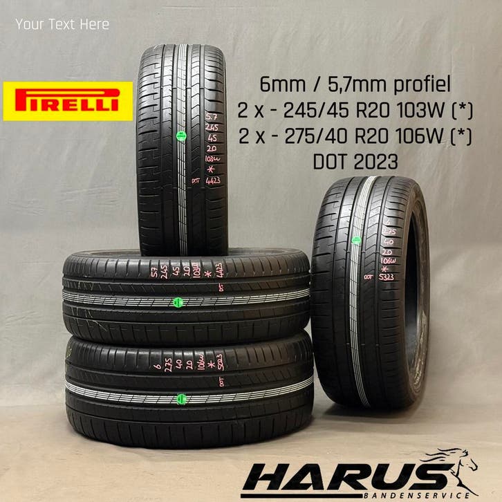 245/45/20 275/40/20 Pirelli zomerbanden 6/5,7mm profiel 4X, Auto-onderdelen, Banden en Velgen, 20 inch, Erkend duurzaam, Zomerbanden