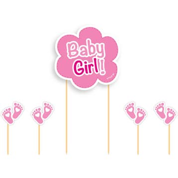 Taart Topper Set Geboorte Baby Girl, Ophalen of Verzenden, Nieuw