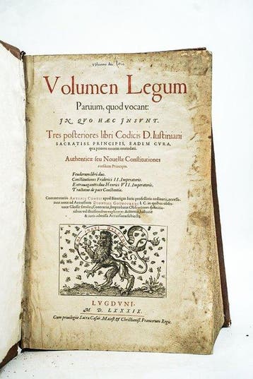 Justinien - Volumen Legum - 1589