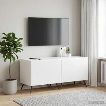 vidaXL Tv-meubel Hoogglans Wit Bewerkt hout, Huis en Inrichting, Minder dan 50 cm, Verzenden, Nieuw, Minder dan 100 cm