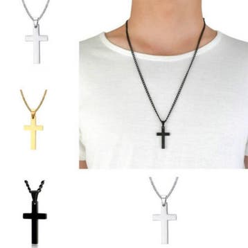 Ketting met kruis zwart, goud- of zilverkleurig, Sieraden, Tassen en Uiterlijk, Verzenden, Zwart, Nieuw, Overige materialen