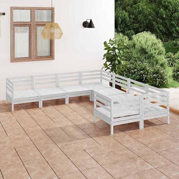 vidaXL 8-delige Loungeset massief grenenhout wit, Verzenden, Nieuw, Loungeset