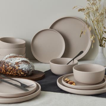Serviesset - mat taupe - 18-delig | 6-persoons, Verzenden, Nieuw
