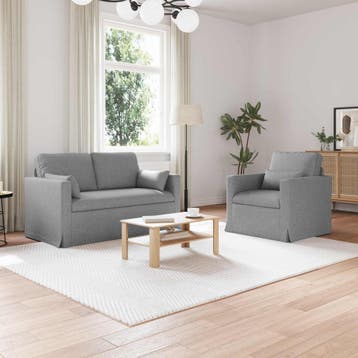 vidaXL Bankstel 2 st Lichtgrijs Stof, Verzenden, Nieuw, Stof, Minder dan 150 cm