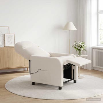 vidaXL Massage Recliner Crèmekleurig Bouclé, Huis en Inrichting, Verzenden, Nieuw