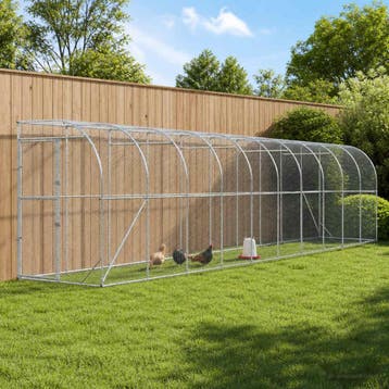 vidaXL Kippenhok Tegen de Muur zilver 600 x 150 x 215 cm, Dieren en Toebehoren, Verzenden, Nieuw