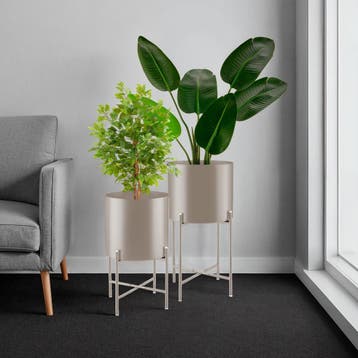 Plantenstandaard Mine, 2-delige set, gepoedercoat staal, Verzenden, Nieuw