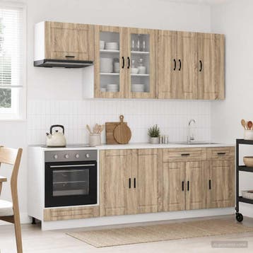 vidaXL Keukenblok PORTO 8 st Sonoma Eiken Bewerkt hout, Verzenden, Nieuw, Bruin