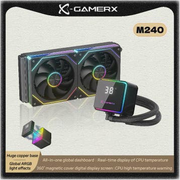 X-GAMERX M240 Waterkoeler 240mm met ARGB, Digitaal Display &, Verzenden, Nieuw