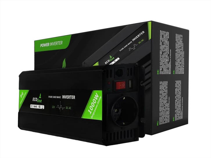 Omvormer 12V Naar 220V/230V - 1000w  - Zuivere sinus, Auto-onderdelen, Elektronica en Kabels, Nieuw, Verzenden
