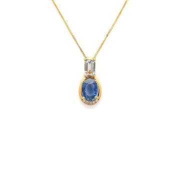 Ketting met hanger - 14 karaat Geel goud - 1.20ct. tw.