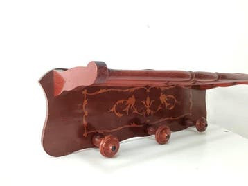 Kapstok - Oud wandkapstok met plank en marquetterie -, Antiek en Kunst