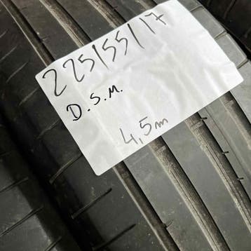 2 x Dunlop 225-55-17 Zomerbanden 4,5mm, Gebruikt, 17 inch, Ophalen of Verzenden, Band(en)