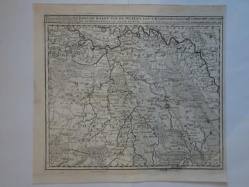 Ets kaart Meiery van s Hertogenbosch Brabant Tirion 1739, Verzenden
