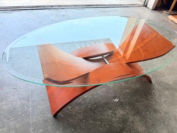 Salontafel - Hout, Glas - Vorm “butterfly” - basis van