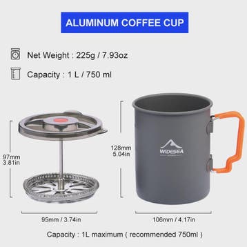 Widesea Camping Koffiepot met French Press - Outdoor Mok & K, Verzenden, Nieuw