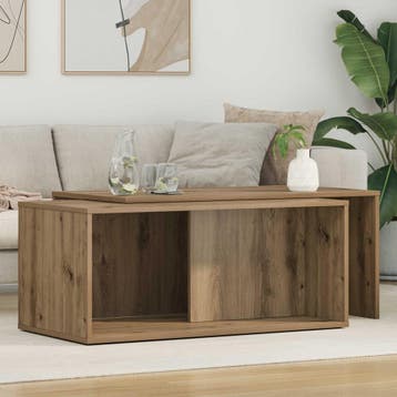 vidaXL Koffietafel Set 2 st Artisan Eiken 90 x 48 x 40 cm, Verzenden, Nieuw, Overige houtsoorten, Minder dan 50 cm