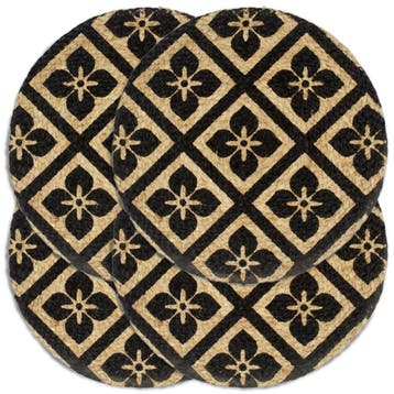 vidaXL Placemats 4 st rond 38 cm jute zwart, Verzenden, Nieuw, Zwart
