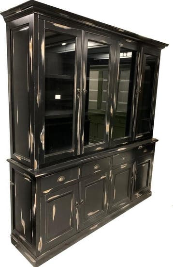 Buffetkast zwart geschuurd Haarlo 220cm, Ophalen of Verzenden, Nieuw