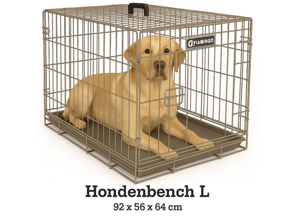 Flamingo Ebo L - Opvouwbare Hondenbench Draadkooi - 92x56x64 - Kasten | Ladekasten
