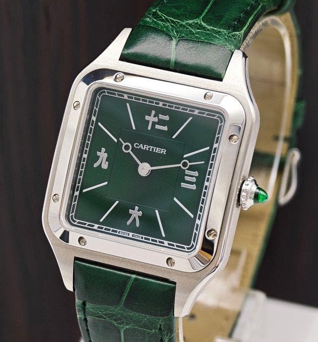 Cartier - Santos-Dumont Les Flâneurs L Full Set - WSSA0066, Sieraden, Tassen en Uiterlijk, Horloges | Heren