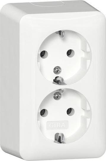 Gira Opbouw Dubbele Schuko Stopcontact Puur Wit - 478014, Verzenden, Nieuw, Overige typen