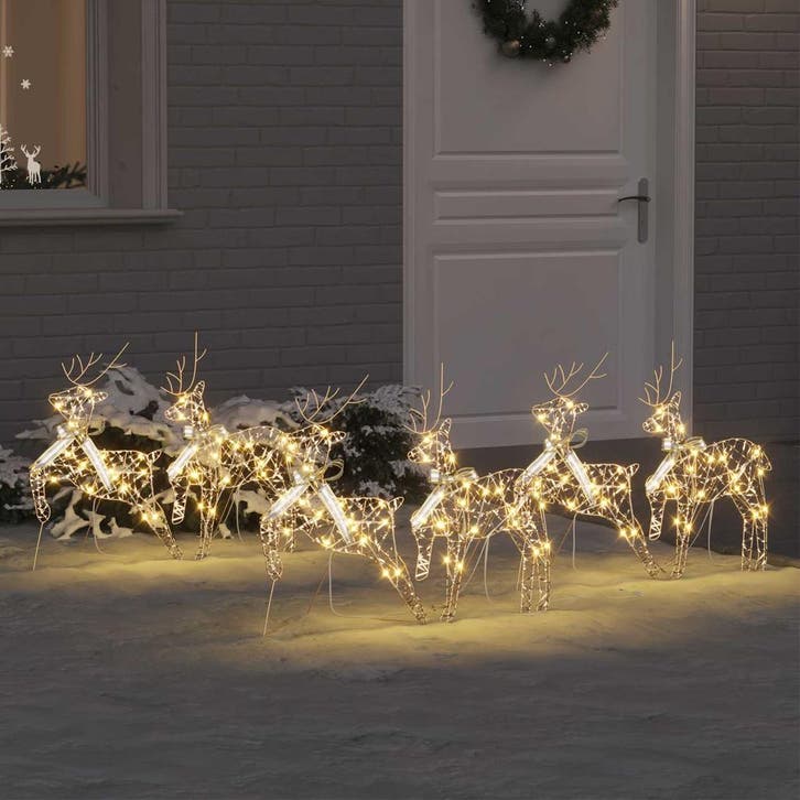 vidaXL LED Rendieren met 180 LED 6 pcs Goud PET, Diversen, Kerst, Nieuw, Verzenden