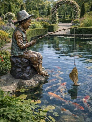 Beeld, XL Bronze Fisherman - 70 cm - Brons - 2026