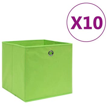 vidaXL Opbergboxen 10 st 28x28x28 cm nonwoven stof groen, Huis en Inrichting, Verzenden, Nieuw