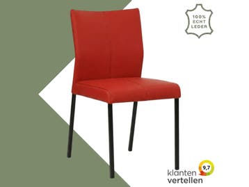 Leren eetkamerstoel Basic - Toledo Ducati (rood) - Poten, Nieuw, Leer, Ophalen of Verzenden, Rood
