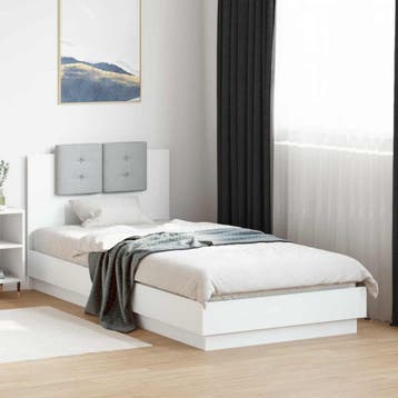 vidaXL Bedframe met Hoofdeinde Wit Bewerkt hout, Verzenden, Nieuw, Wit, Hout