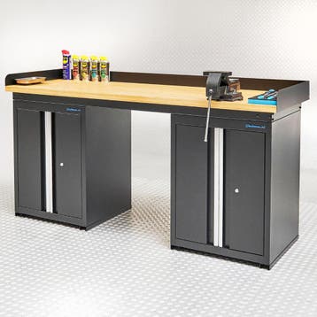 Datona Werkbank PRO eiken - 2 opbergkasten - 200 cm - zwart, Ophalen of Verzenden, Nieuw