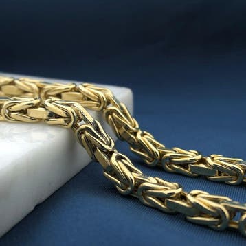 Gouden vierkante koningsketting, Ophalen of Verzenden, Gebruikt, Overige kleuren, Goud