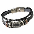 Fako Bijoux - Armband - Leder Exclusive - Schild - 19cm -, Verzenden, Nieuw