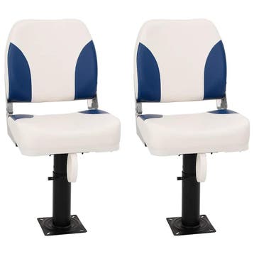 vidaXL Bootstoel 2 set inklapbaar 41x36x48 cm blauw en wit, Verzenden, Nieuw