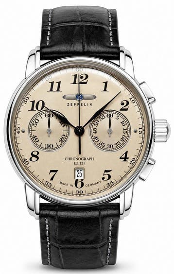 Zeppelin 7678-5 LZ 127 Graf Zeppelin chronograaf horloge 42, Overige merken, Staal, Verzenden, Polshorloge